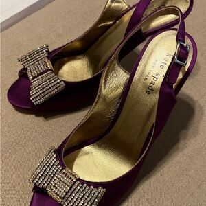 Kate Spade Violet Slingback Heels with Rhinestone Bow Size 7.5